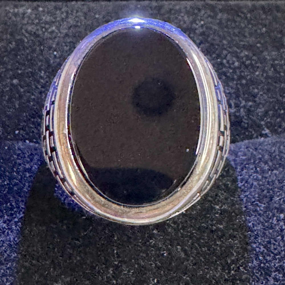New YL Mens new Genuine Black Onyx Pinky Ring Solid 925 Sterling Silver 18K